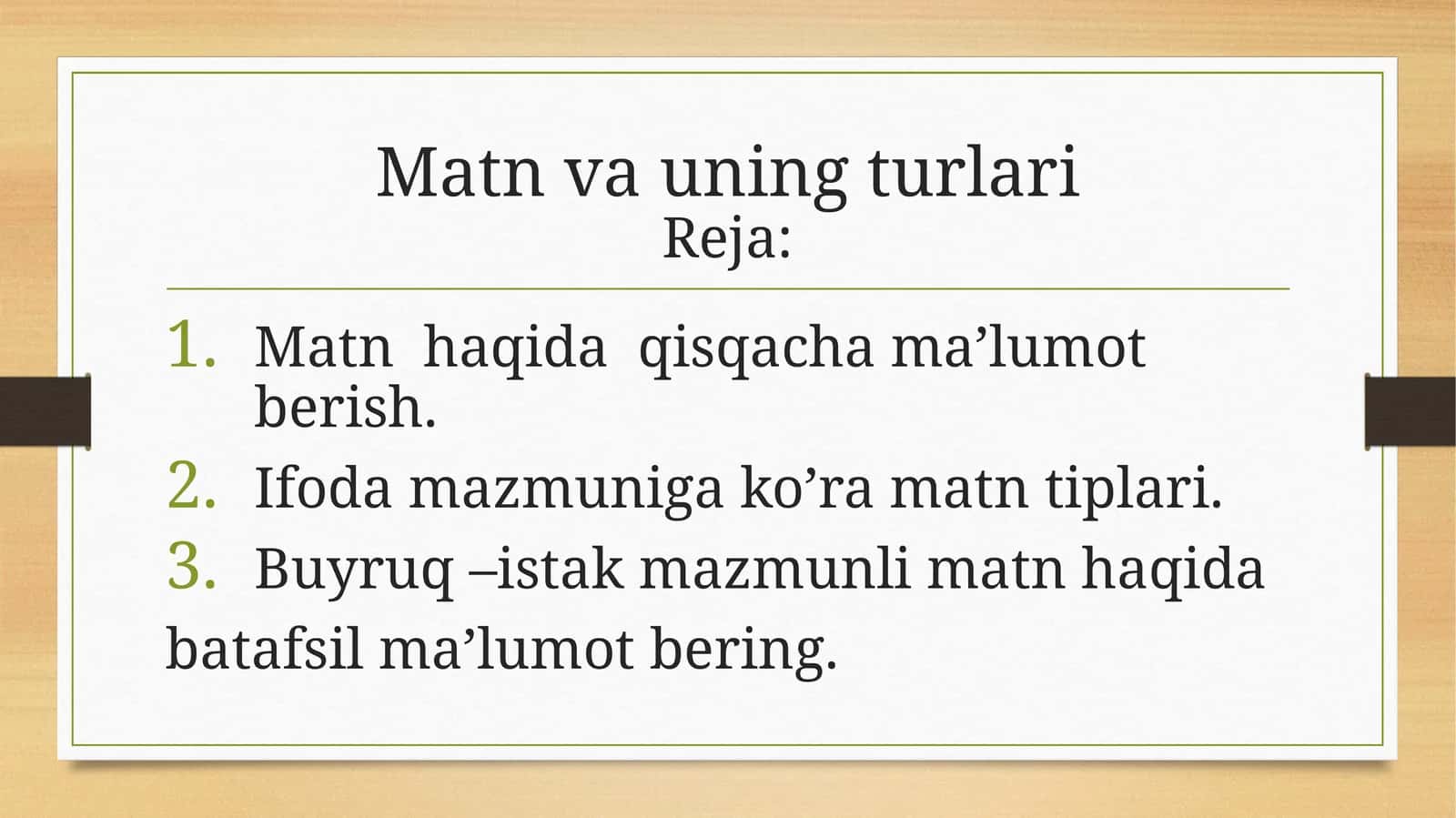 Matn va uning turlari