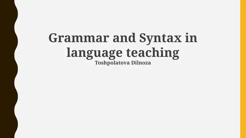 Grammar and Syntax in language teaching