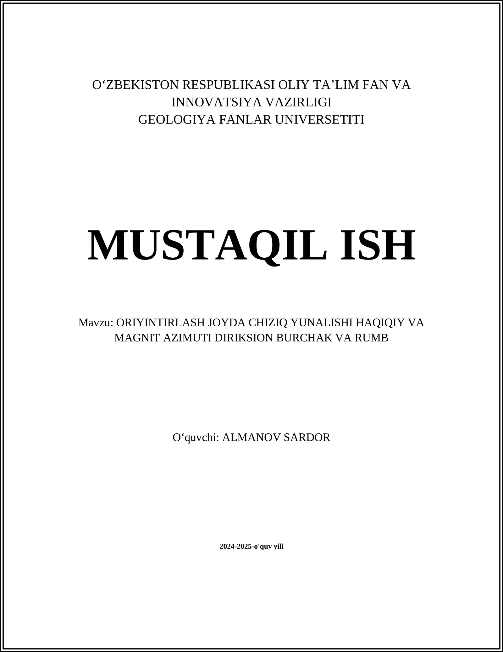 ORIYINTIRLASH JOYDA CHIZIQ YUNALISHI HAQIQIY VA MAGNIT AZIMUTI DIRIKSION BURCHAK VA RUMB