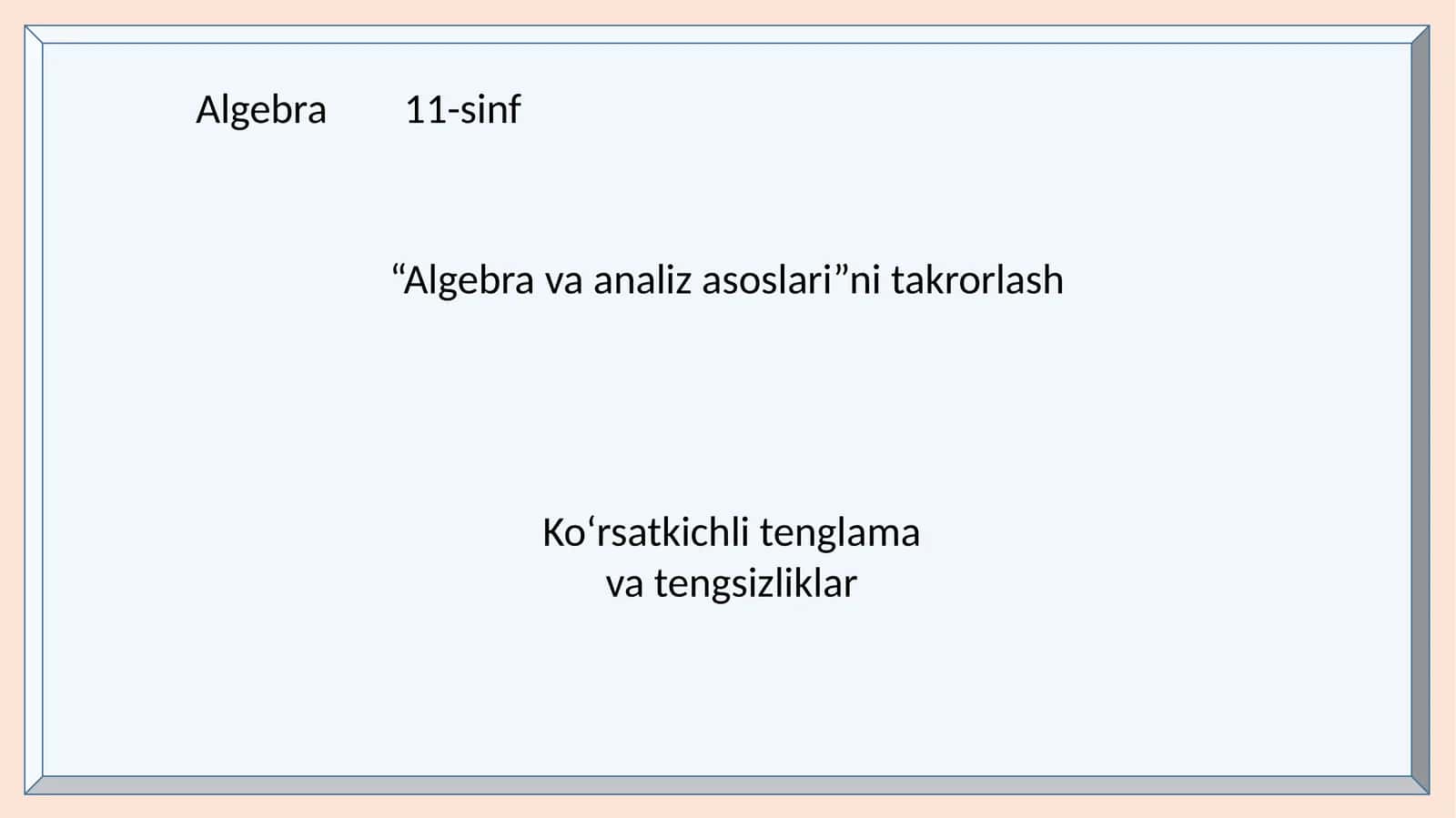 Algebra 11-sinf
