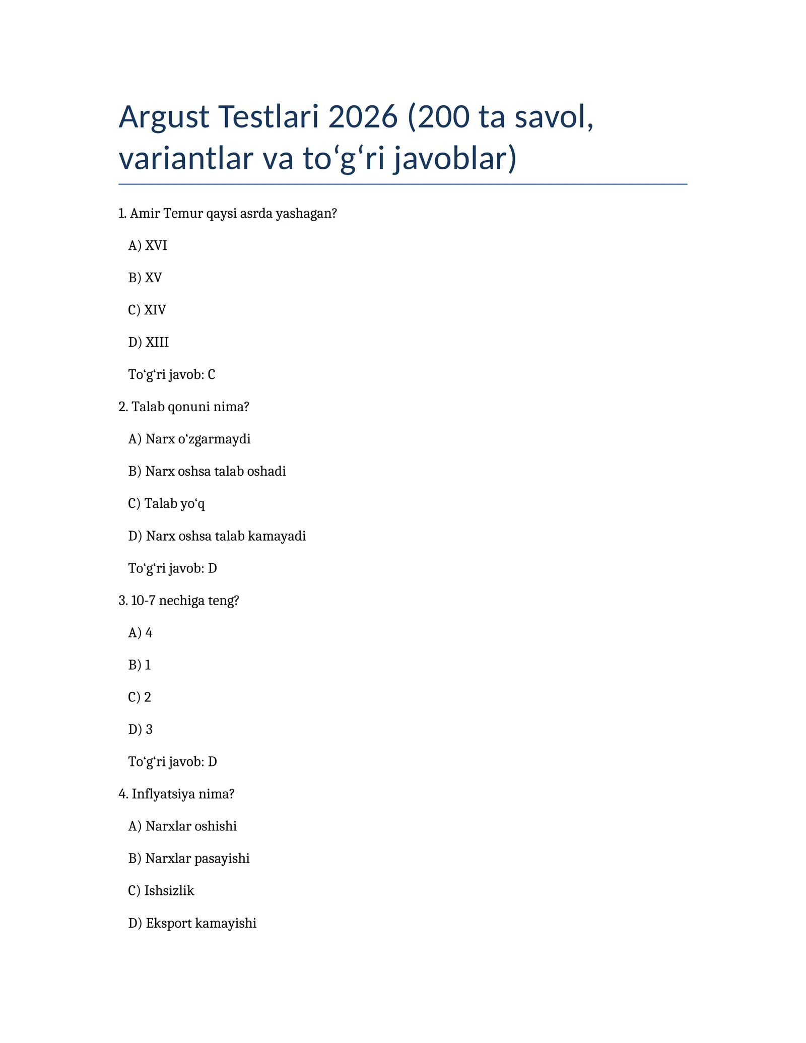 Argust Testlari 2026