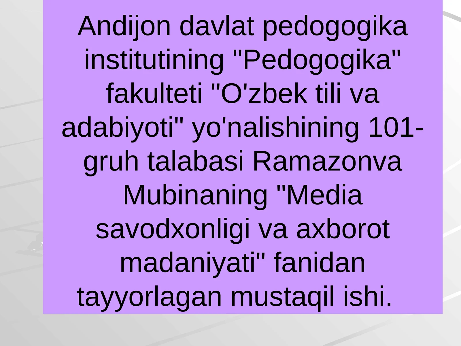 Mediasavodxonlik va axborot madaniyati