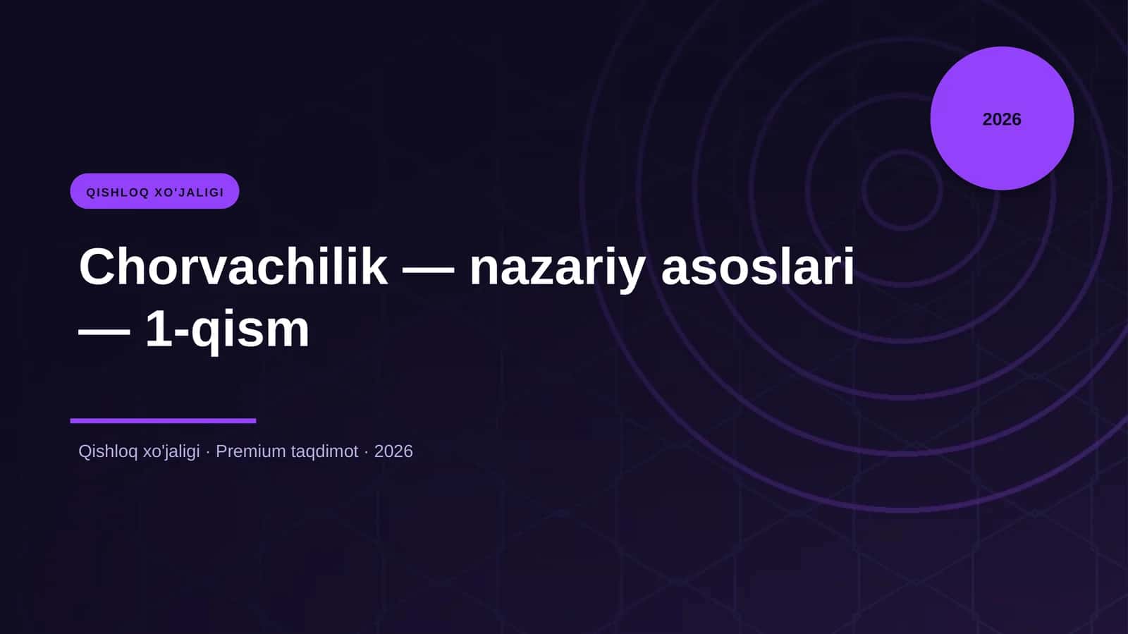 Chorvachilik — nazariy asoslari — 1-qism