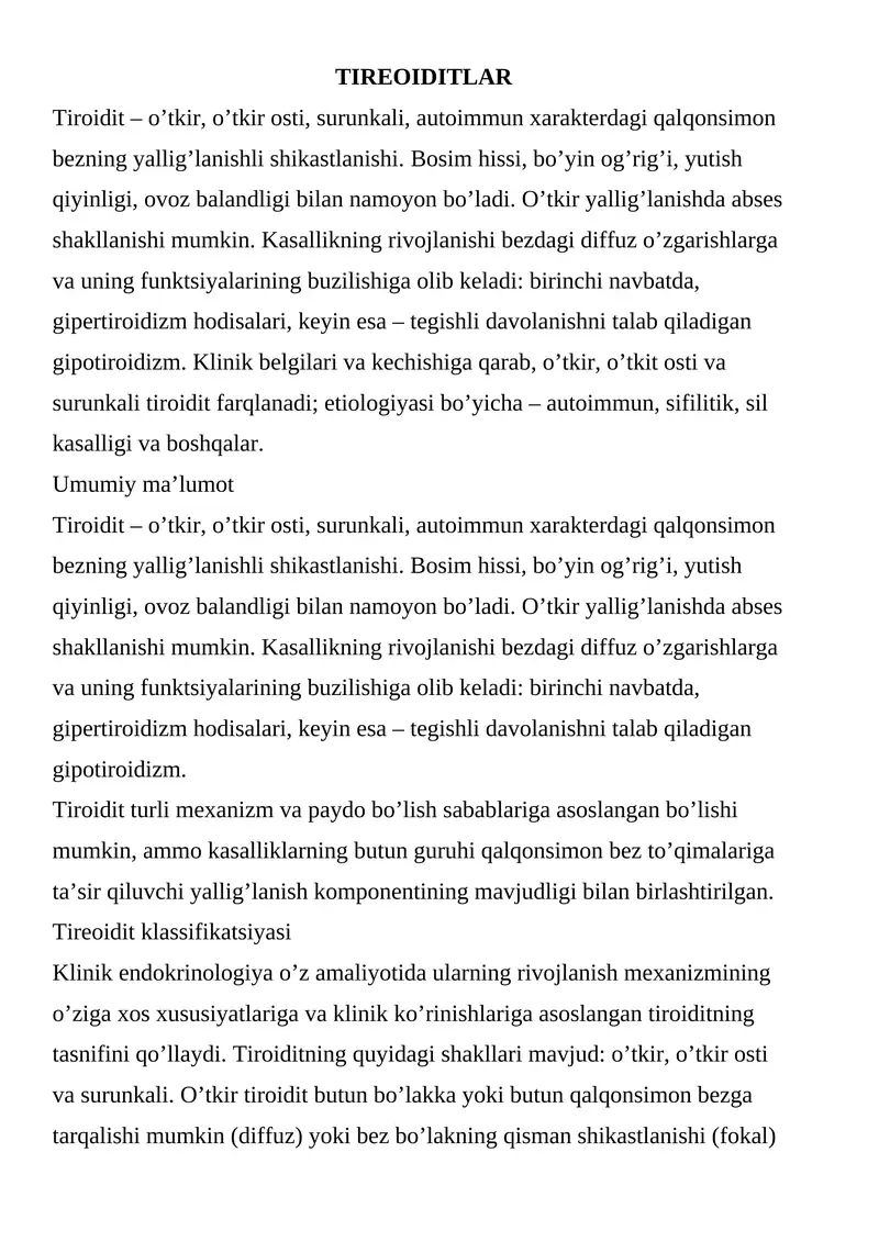Tireoiditlar