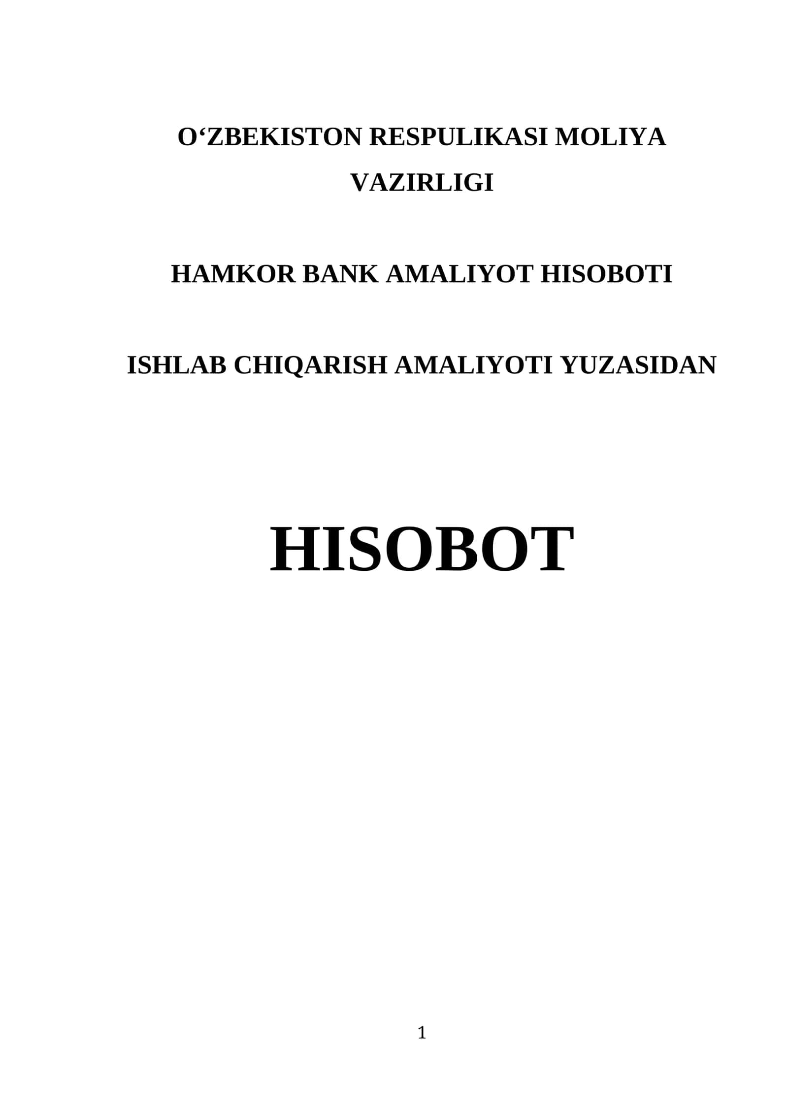 Hamkor Bank Amaliyot Hisoboti