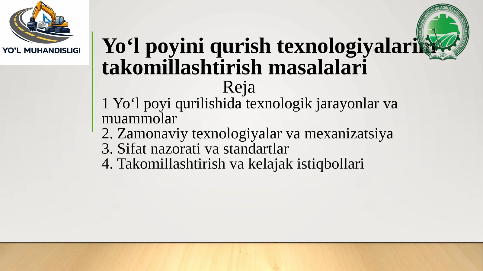 Yo‘l poyini qurishtexnologiyalarini takomillashtirish masalalari