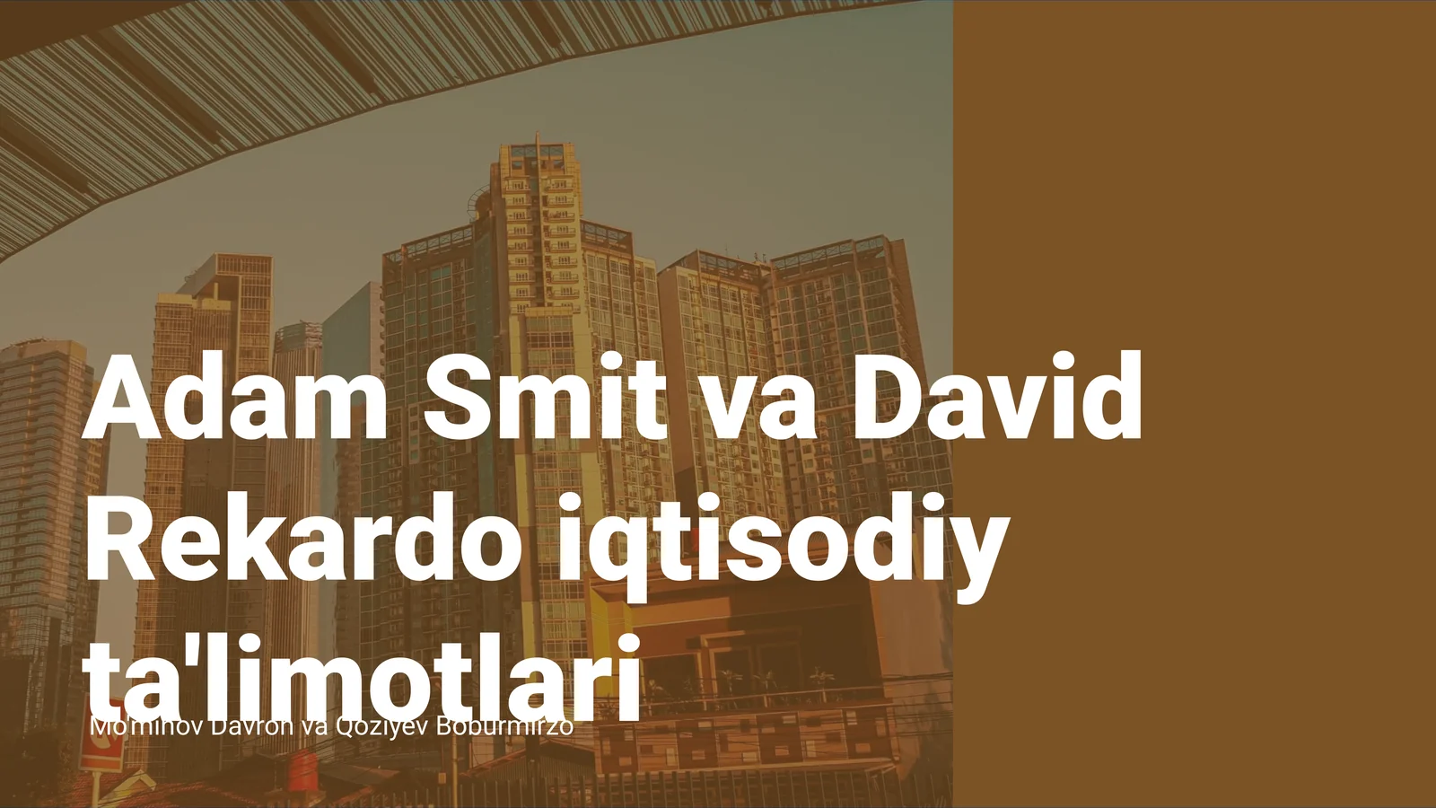 Adam Smit va David Rekardo iqtisodiy ta'limotlari