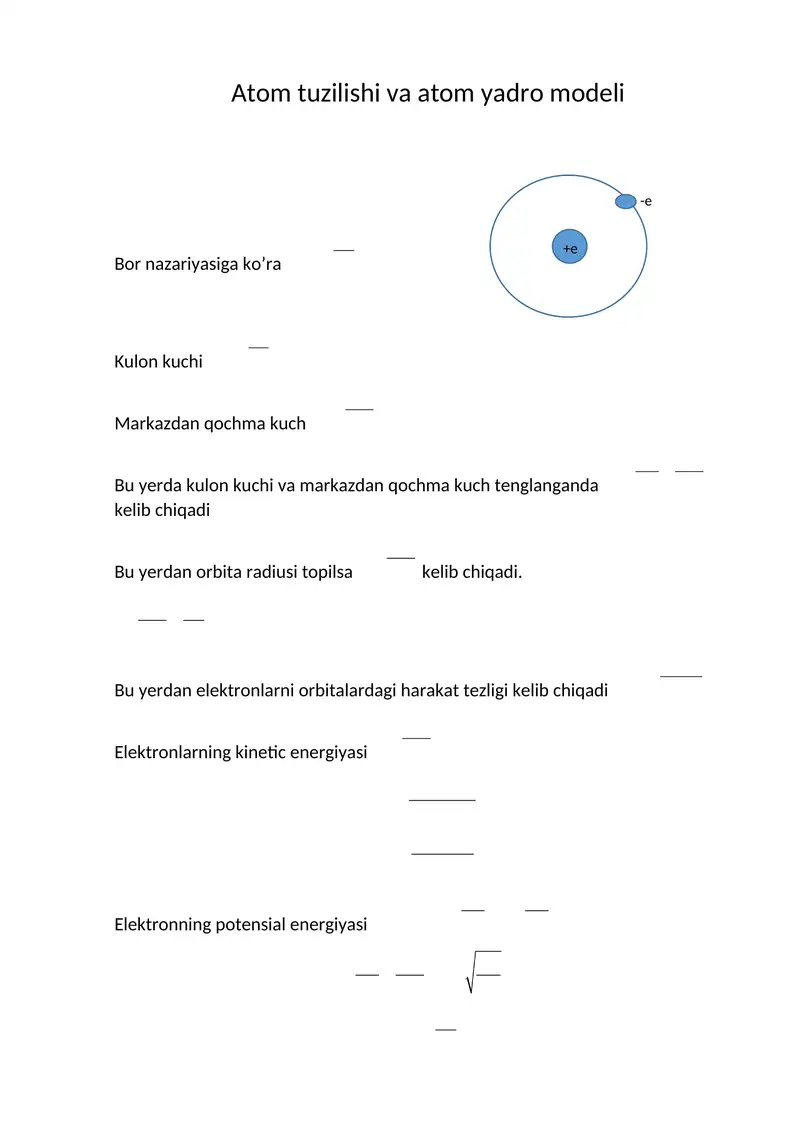 Atom tuzilishi va atom yadro modeli