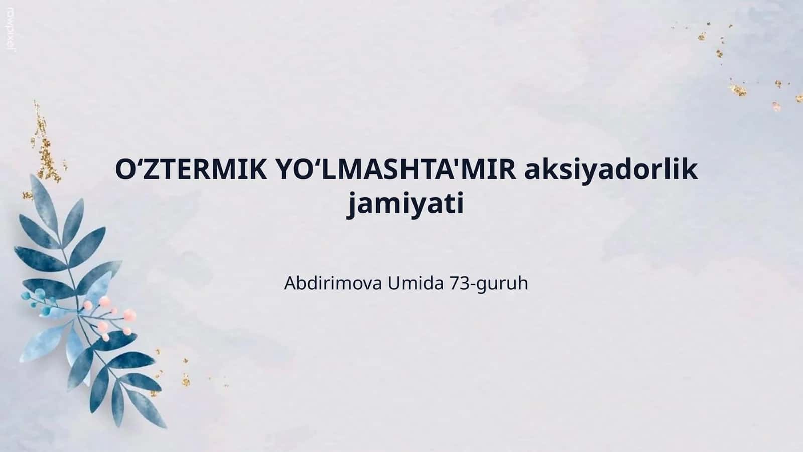 OʻZTERMIK YOʻLMASHTA'MIR aksiyadorlik jamiyati
