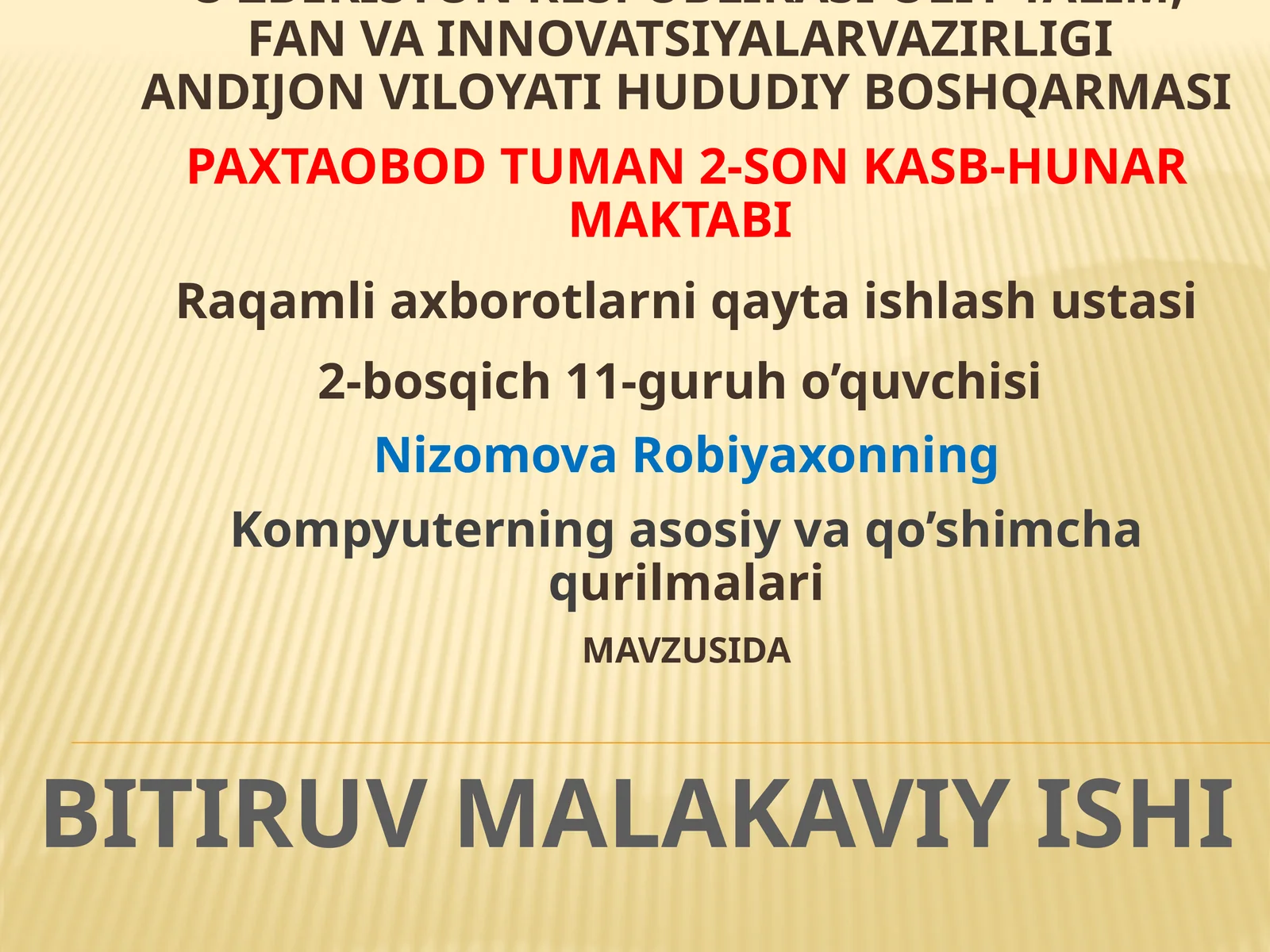 Kompyuterning asosiy va qo'shimcha qurilmalari