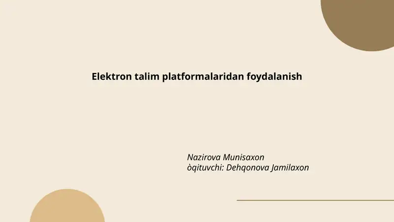 Elektron talim platformalaridan foydalanish