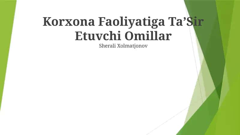 Korxona Faoliyatiga Ta'sir Etuvchi Omillar