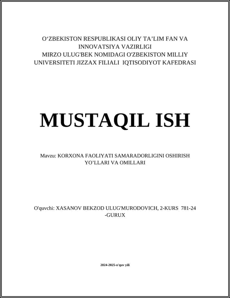 Korxona faoliyatida zamonaviy texnologiyalardan foydalanish