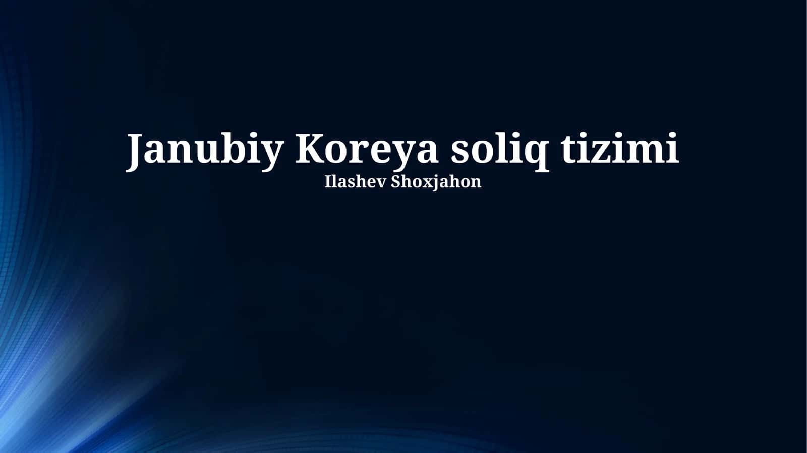 Janubiy Koreya soliq tizimi