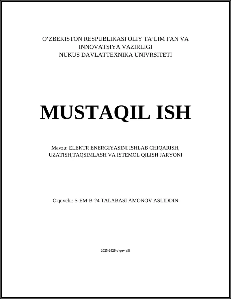 Elektr energiyasini ishlab chiqarish
