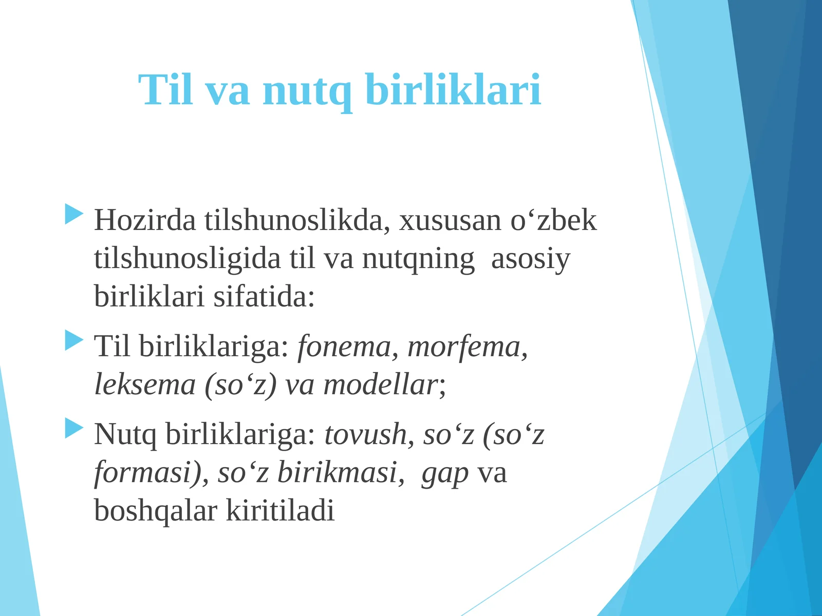 Til va nutq birliklari