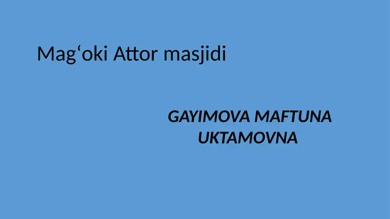 Magʻoki Attor masjidi