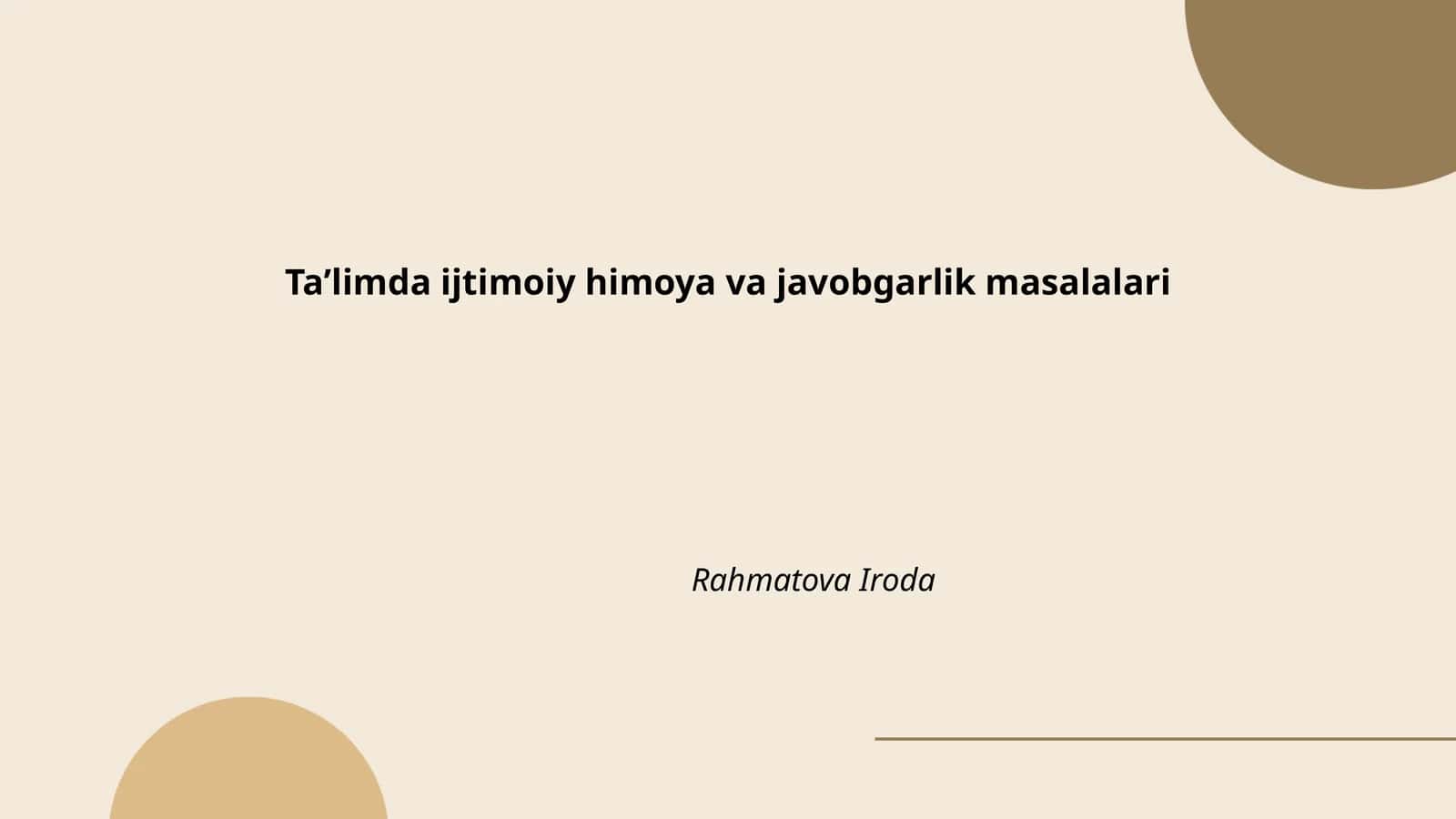 Taʼlimda ijtimoiy himoya va javobgarlik masalalari