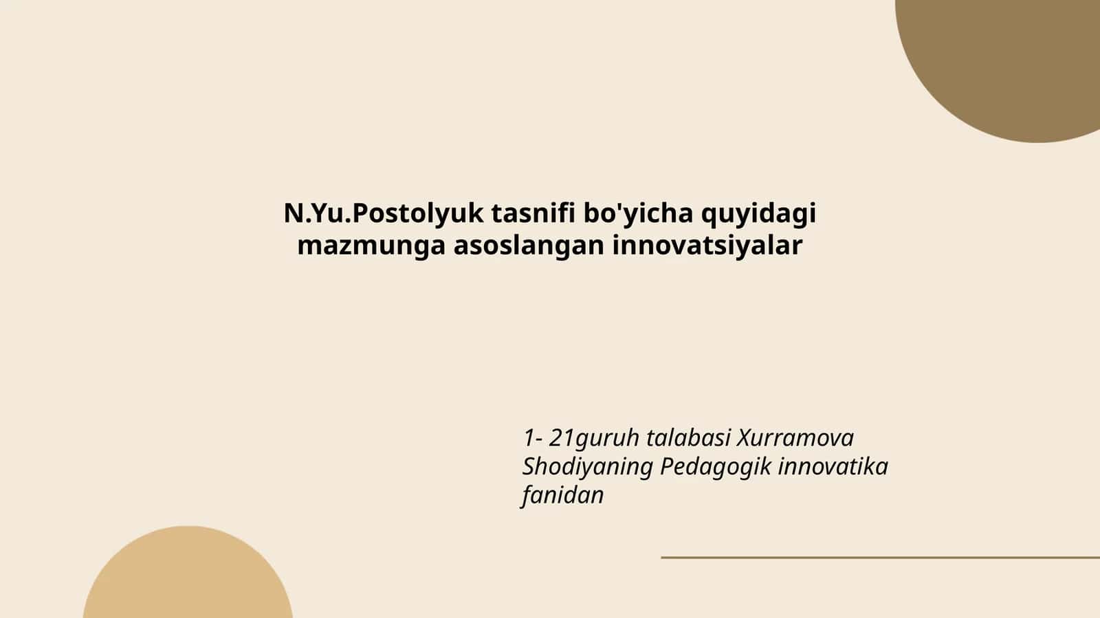Pedagogik innovatika fanidan