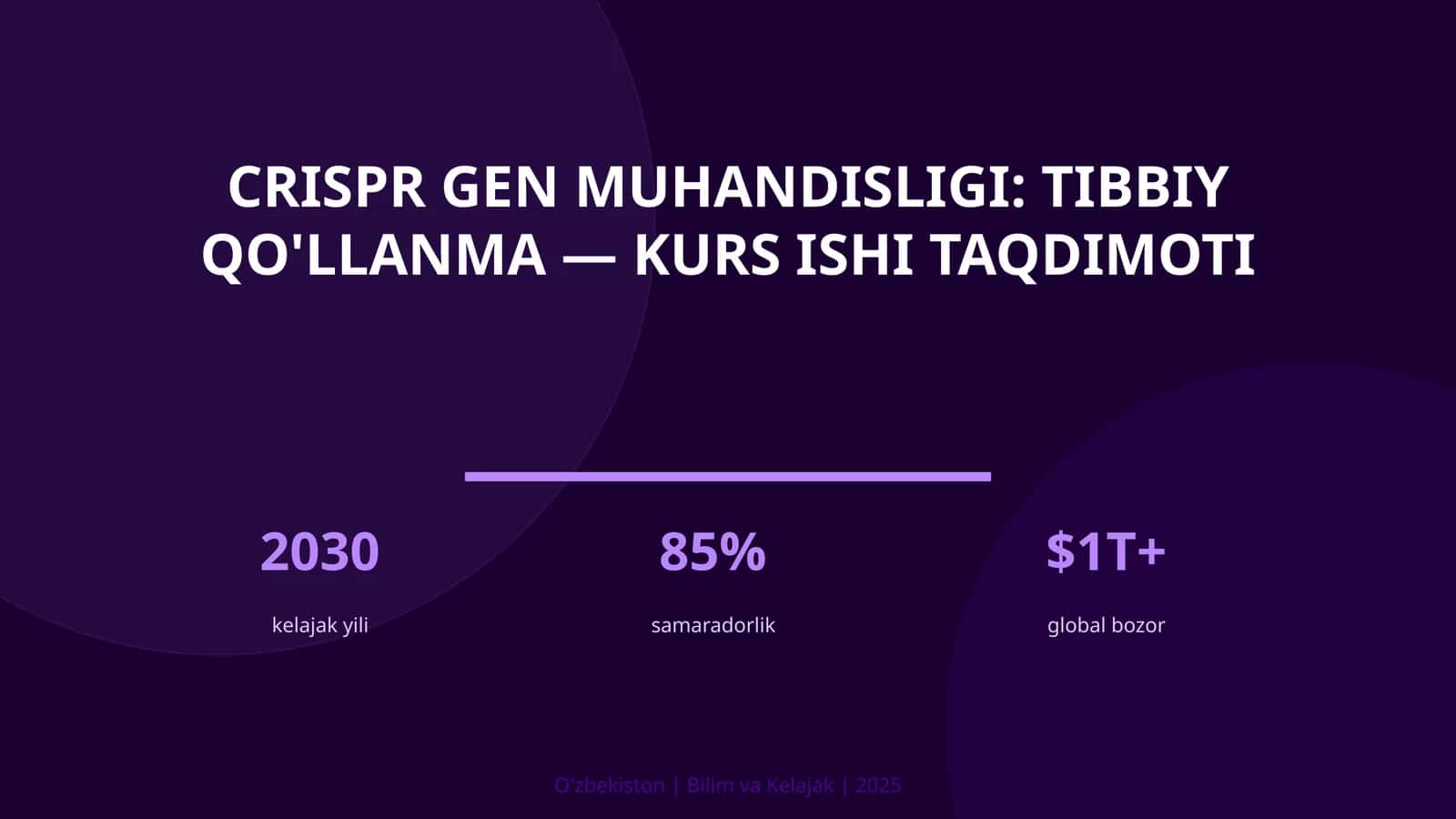 CRISPR GEN MUHANDISLIGI: TIBBIY QO'LLANMA