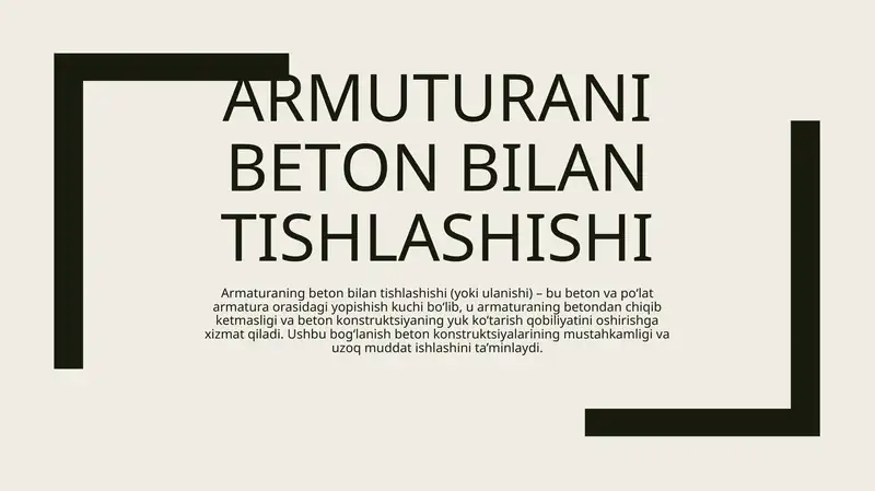 Armuturani beton bilan tishlashishi
