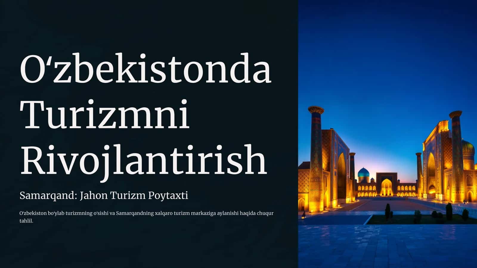 Oʻzbekistonda Turizmni Rivojlantirish