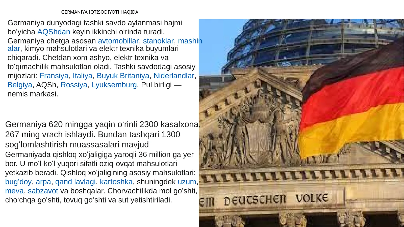GERMANIYA IQTISODIYOTI HAQIDA