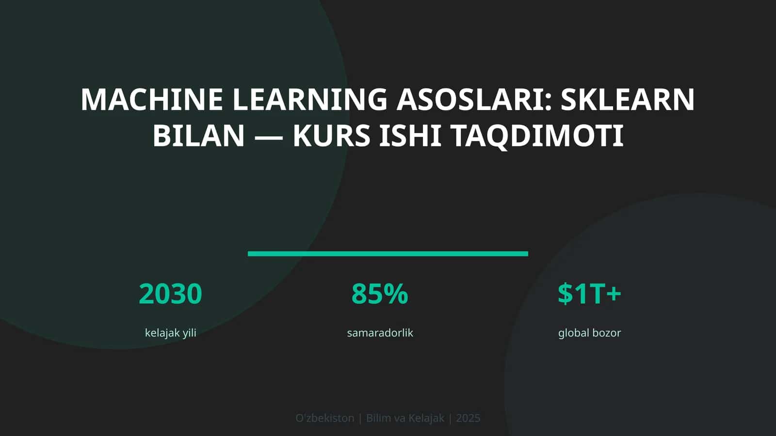 MACHINE LEARNING ASOSLARI: SKLEARN BILAN — KURS ISHI TAQDIMOTI