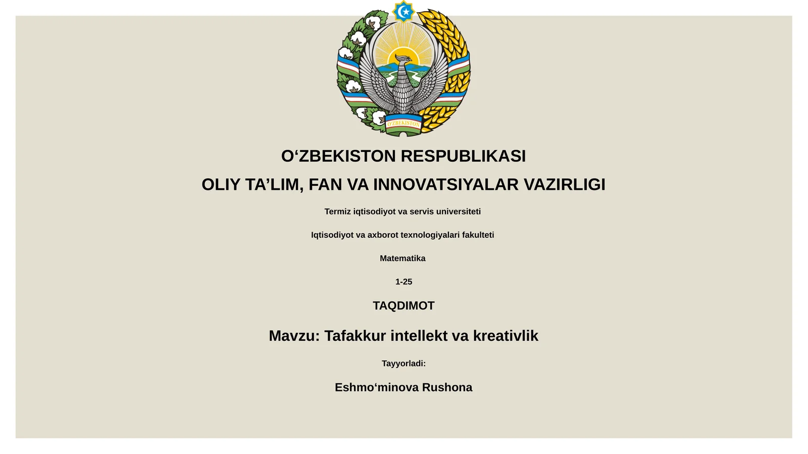 Tafakkur intellekt va kreativlik