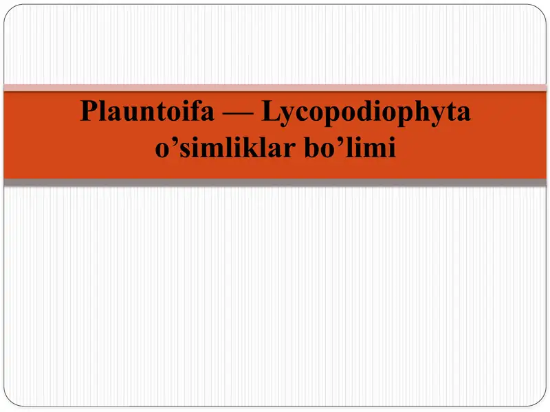 Plauntoifa — Lycopodiophyta bo’limi