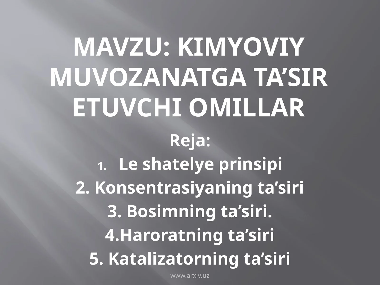 Kimyoviymuvozanatgata’siretuvchiomillar