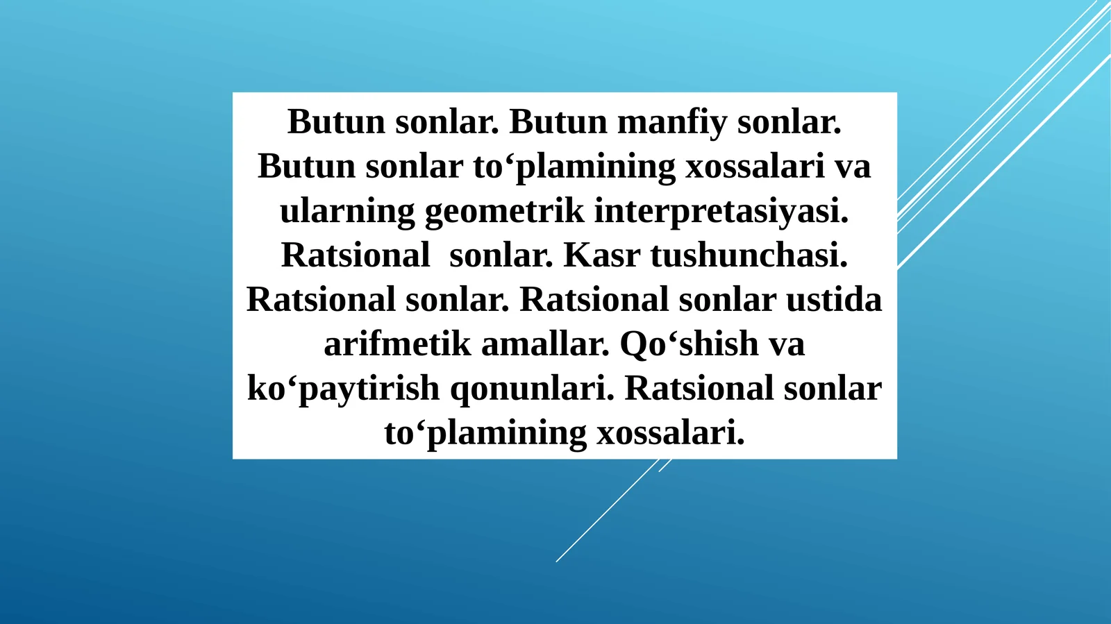 Ratsional sonlar va ularning geometrik interpretatsiyasi