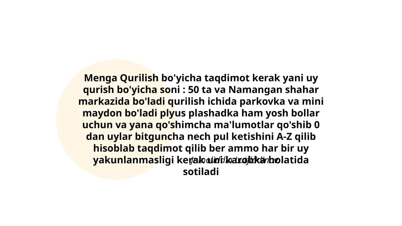 Menga Qurilish bo'yicha taqdimot