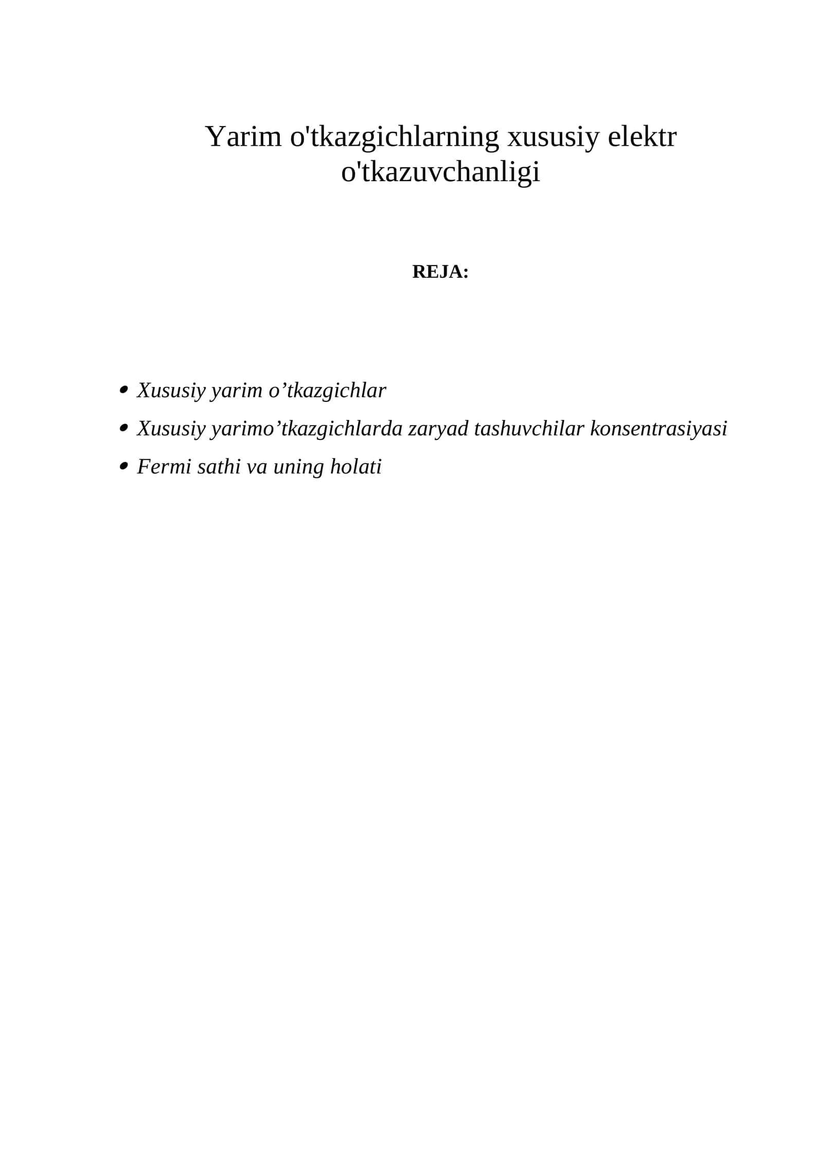 Xususiy yarim o'tkazgichlar