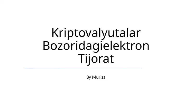Kriptovalyutalar Bozoridagielektron Tijorat
