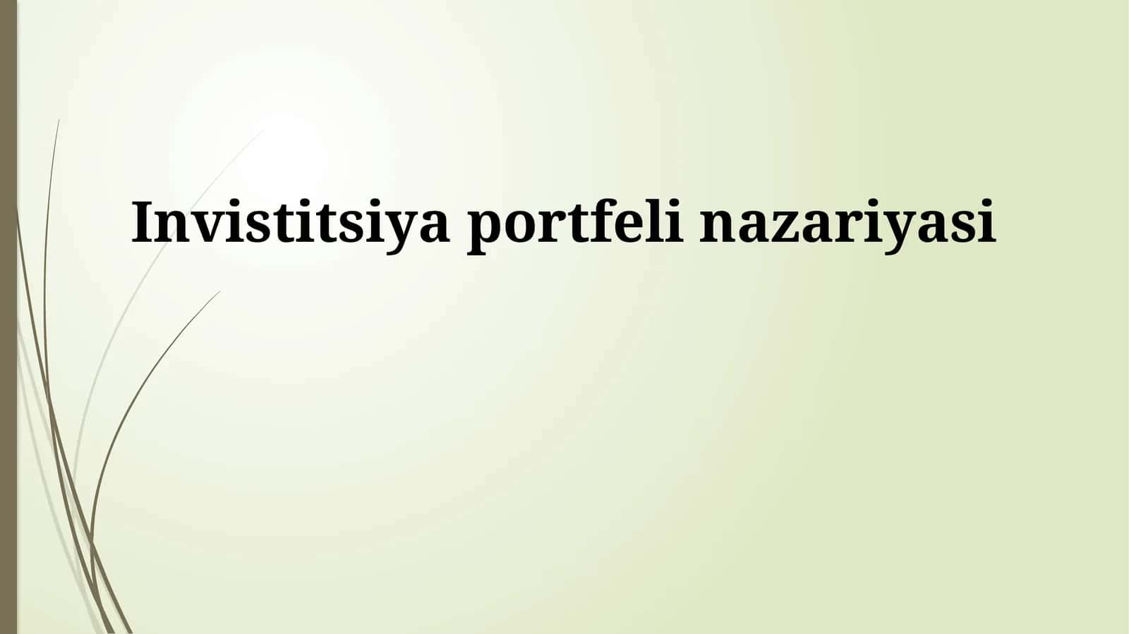 Invistitsiya portfeli nazariyasi