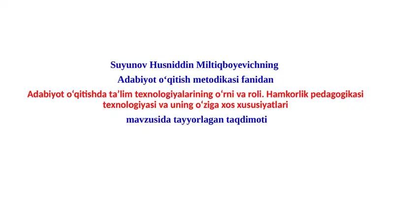 Adabiyoto‘qitishdata’limtexnologiyalari