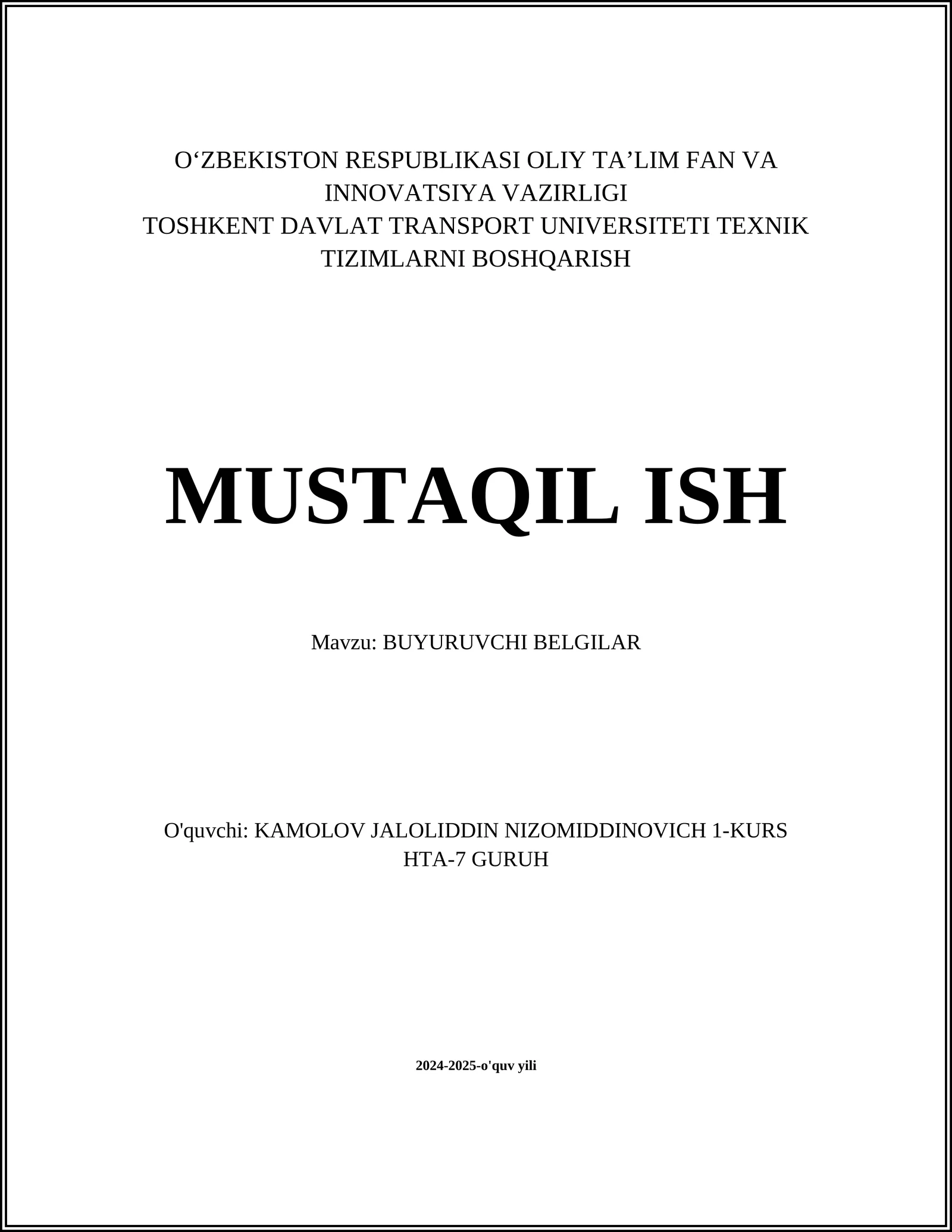BUYURUVCHI BELGILAR