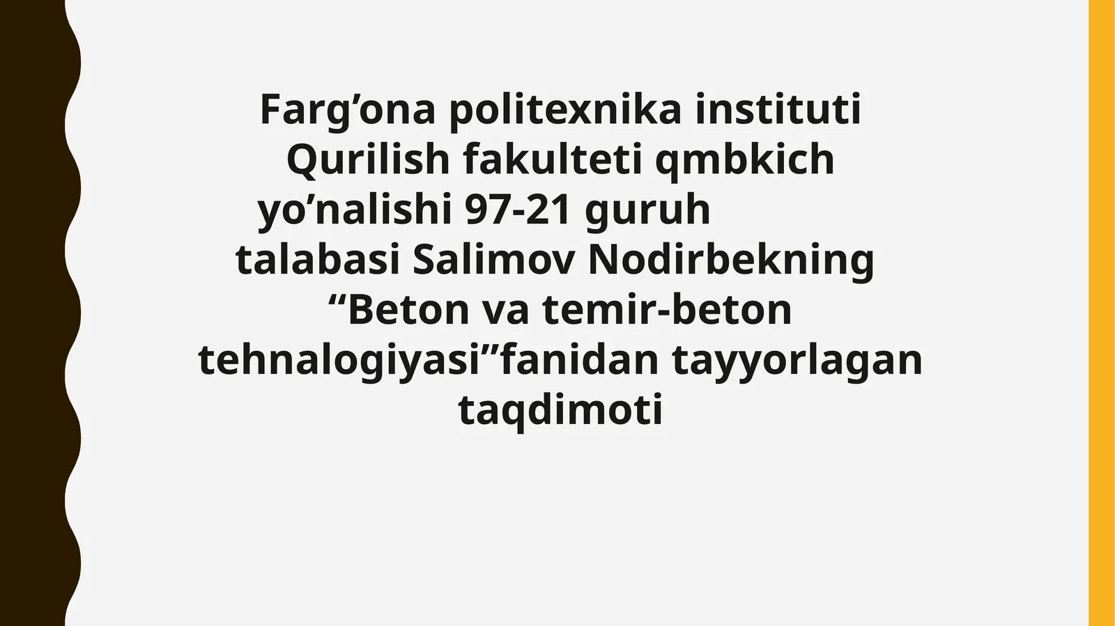 Beton va temir-beton tehnalogiyasi