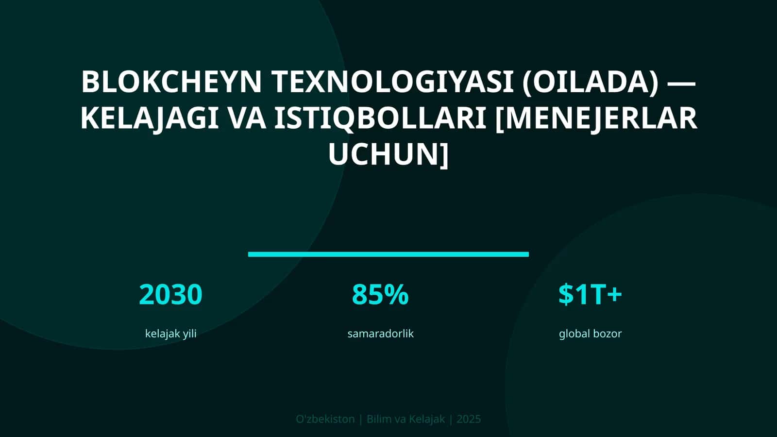 Blokcheyn Texnologiyasi (Oilada) - Kelajagi va Istiqbollari [Menejerlar Uchun]