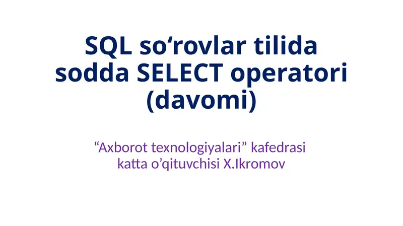 SQL SELECT DISTINCT Operatori