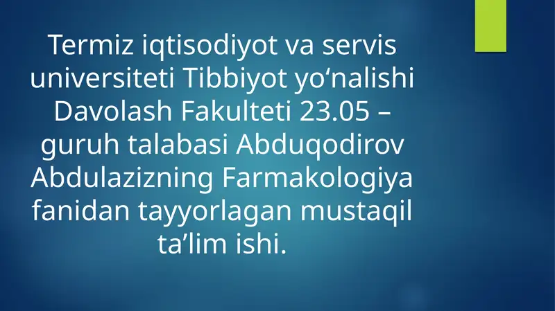 Antibiotiklar haqida umumiy tushuncha