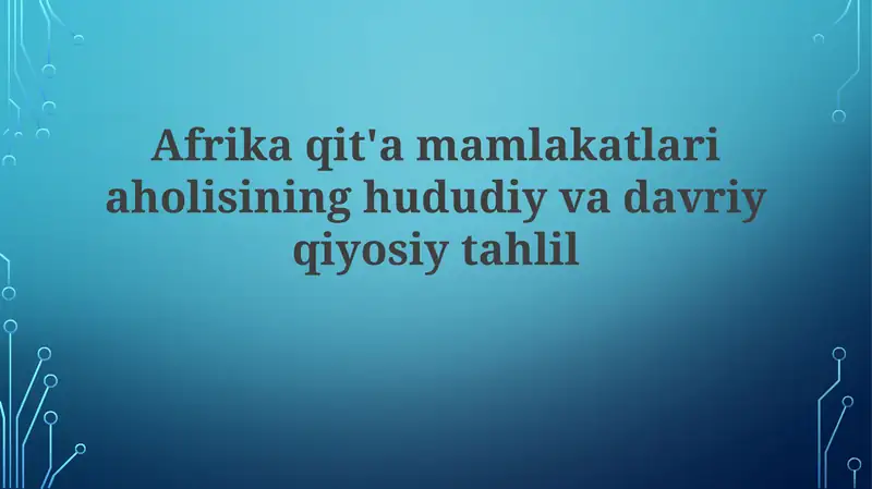 Afrika qit'asidagi aholi analizi