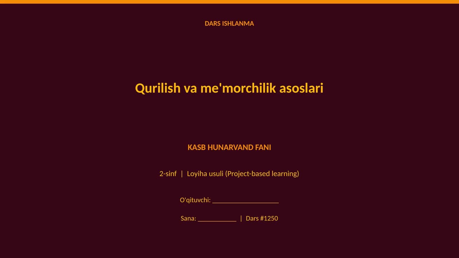 Qurilish va me'morchilik asoslari