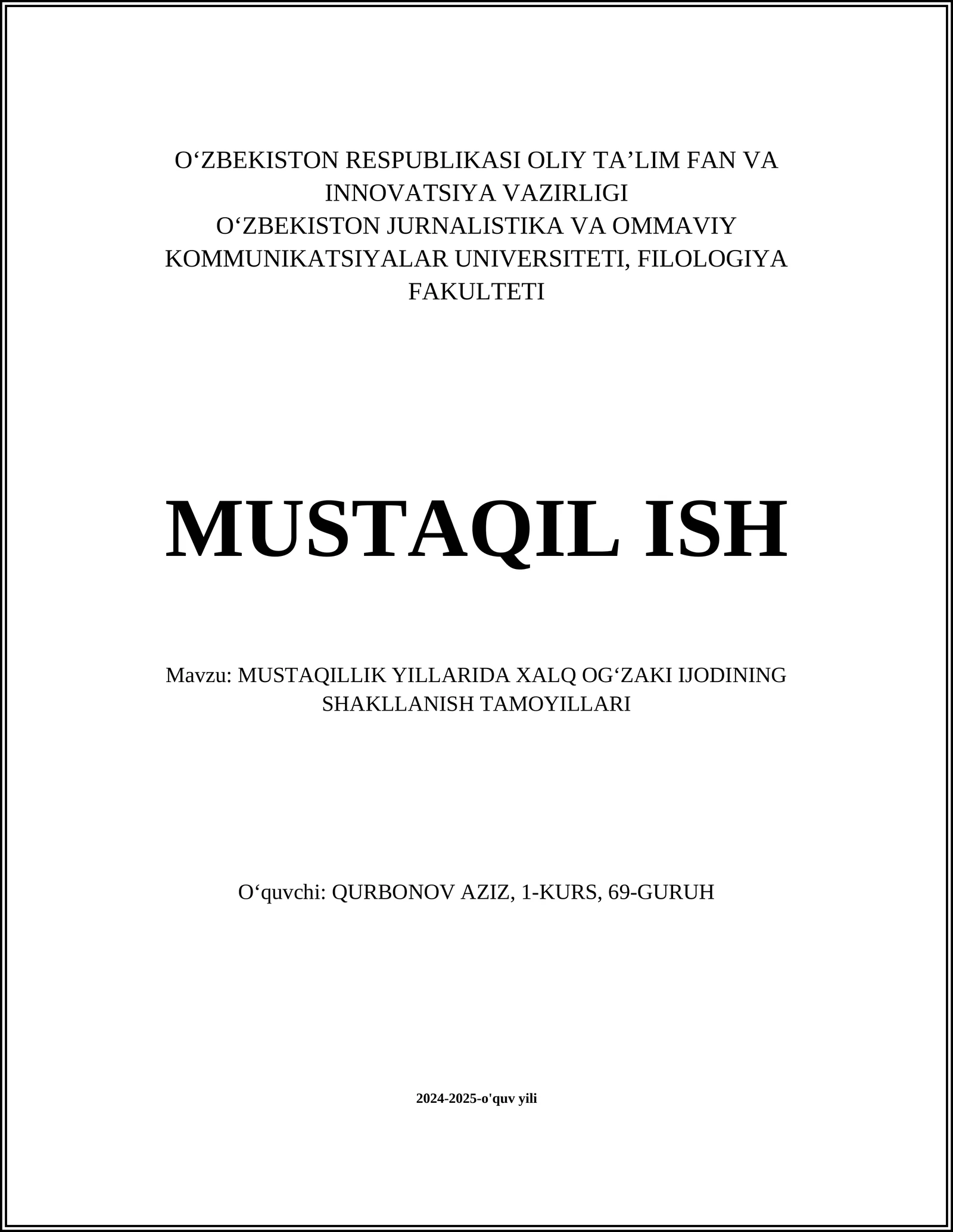 Xalq Ogʻzaki Ijodi