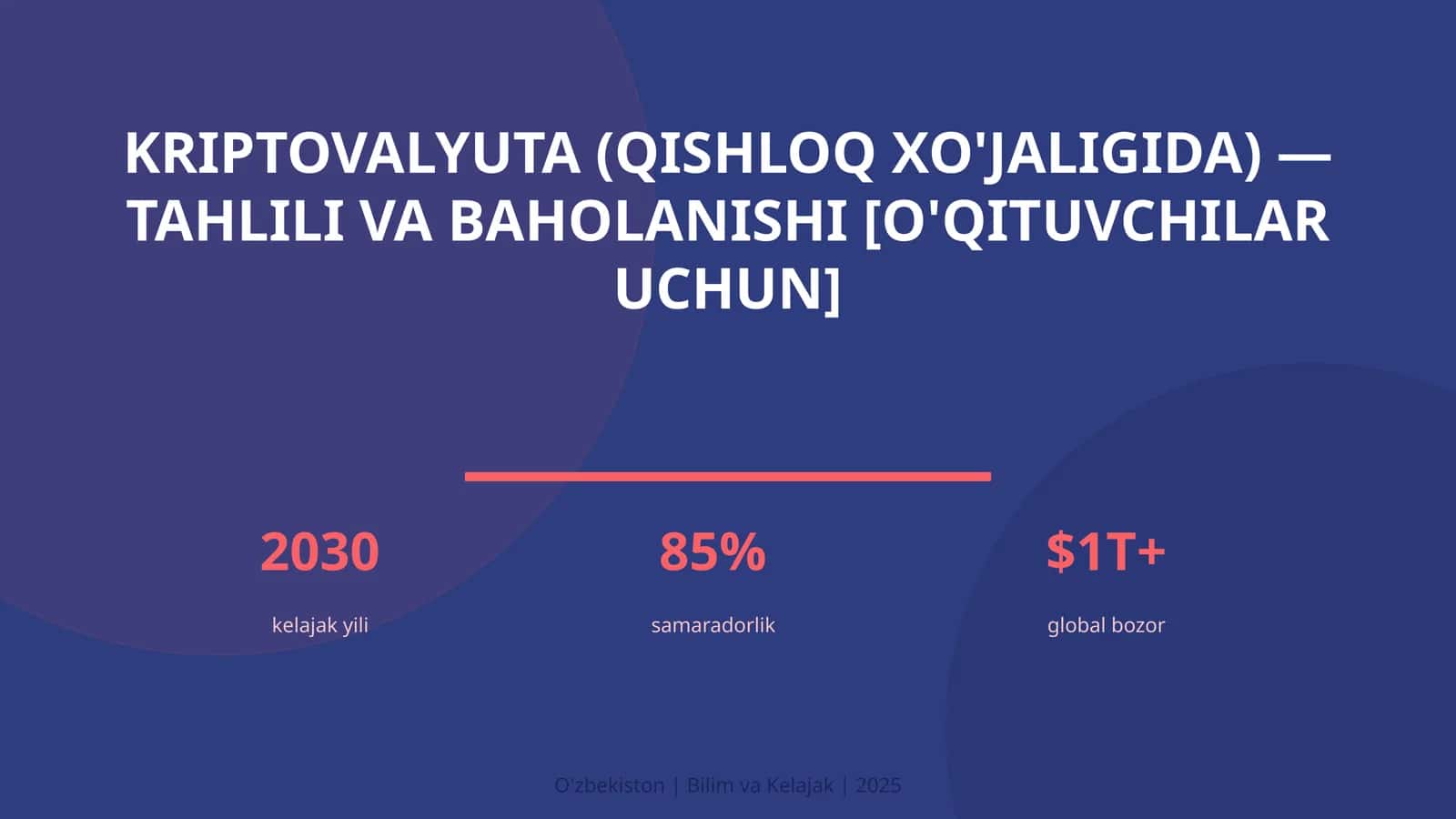 Kriptovalyuta (qishloq xo'jaligida) — tahlili va baholanishi [o'qituvchilar uchun]