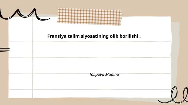 Fransiya ta'lim siyosatining olib borilishi