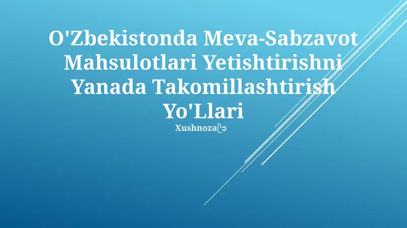 Meva-Sabzavot Mahsulotlari Yetishtirishni Yanada Takomillashtirish Yo'Llari