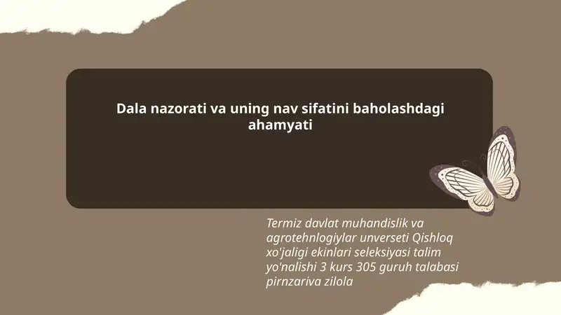 Qishloq xo'jaligi ekinlari seleksiyasi talim yo'nalishi