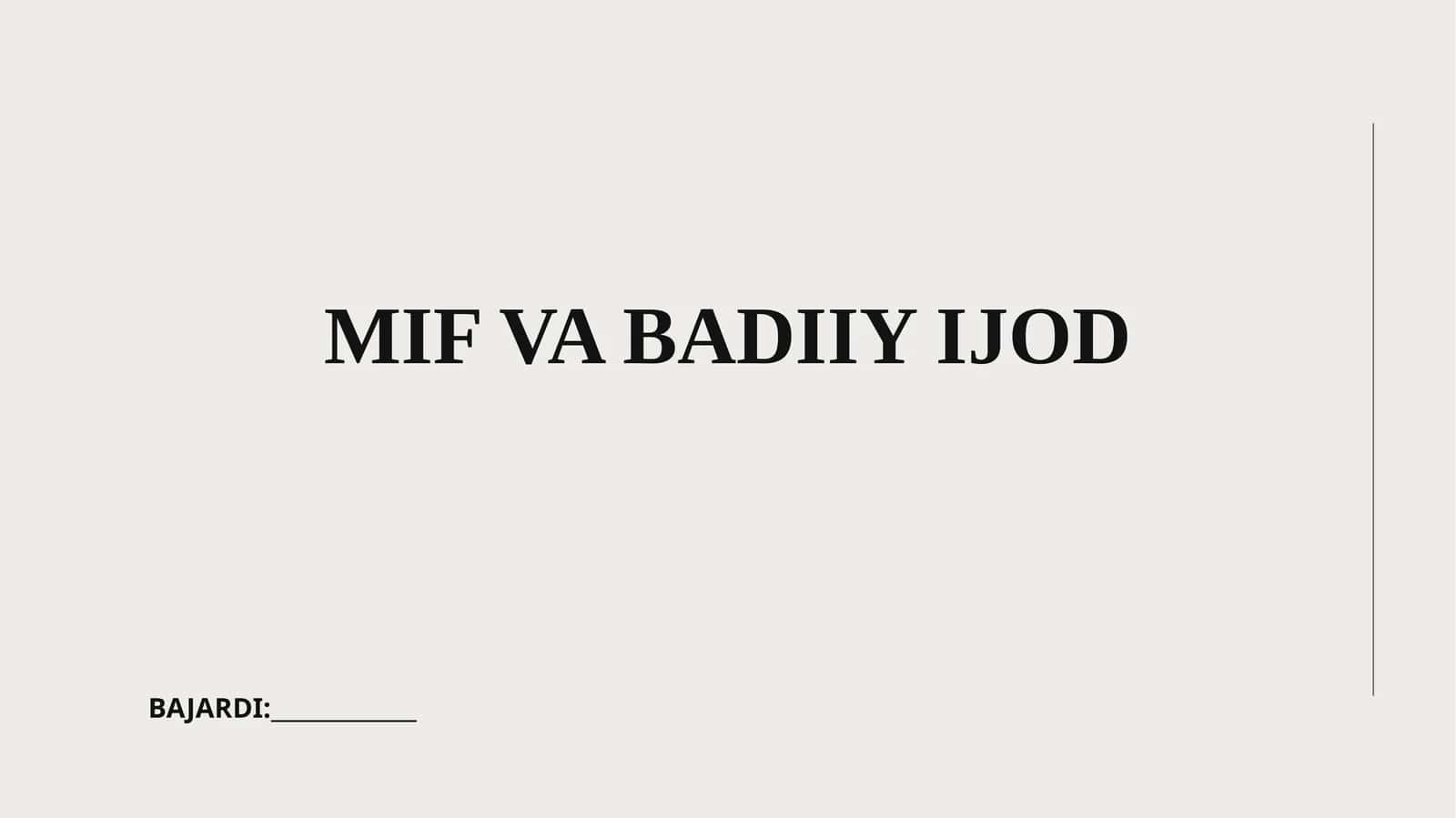 MIF VA BADIIY IJOD